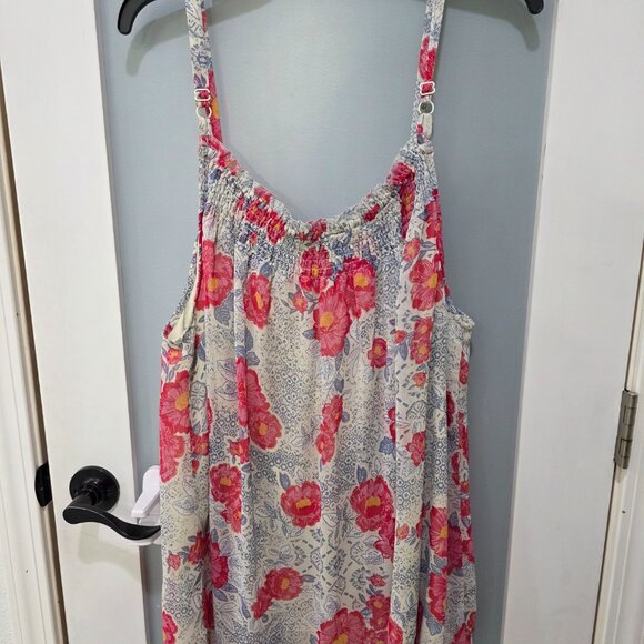Torrid Floral Tank Top 4X Blue Pink Plus Size Sleeveless Blouse - Picture 10 of 10